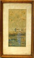 XX. század eleje akvarell azonosítatlan szignóval keretben 24x40cm