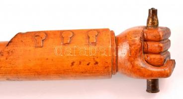 Faragott fa sétabot, tölténnyel, h: 92 cm