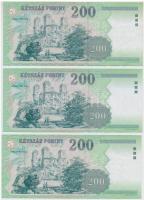 2007. 200Ft (3x) "FA", "FB" és "FC" T:I-,III szép papír