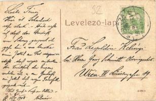 1908 Resicabánya, Resita; Hauptgasse mit der Bürgerschule / Fő utca a polgári iskolával. W. L. 1147....