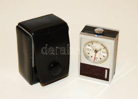 Régi mini ébresztőóra, hozzávaló tokkal