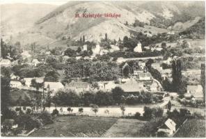 Kristyor, Hunyadkristyor, Criscior; látkép, templom, híd. Kiadja Adelmann József / general view, church, bridge