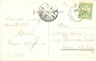 1908 Bázna, Felsőbajom, Baiumul de Sus, Baassen, Bazna; látkép, Evangélikus erődtemplom. Kiadja Krem...