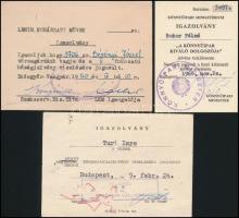 cca 1960-1968 3 db jelvényviselésre jogosító igazolvány, aláírásokkal