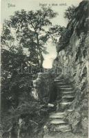 Déva, Deva; részlet a dévai várból, lépcsők. Kiadja Hirsch A. / Cetatea Devei / castle, stairs (enyhén ázott sarok / slightly wet corner)