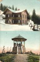 Szebenjuharos, Magascsorgó, Hohe Rinne, Paltinis; Kurhaus "Hohe Rinne" Wohnpavillon u. "Conradt"-Warte auf dem Oncest. Section Hermannstadt SKV 1911. / szálloda és vendégház, kilátótorony / hotel, guest house, lookout tower (kopott sarkak / worn corners)