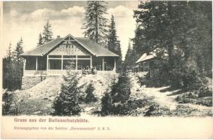 Fogarasi-havasok (Fogarasi Kárpátok), Fogarascher Karpathen, Muntii Fagarasului; Bullea (Bilea) menedékház. Sektion Hermannstadt SKV / Bulleaschutzhütte / Balea rest house, tourist house, chalet (EK)