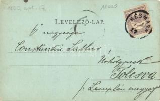 1900 Késmárk, Kezmarok; Vasútállomás, sörcsarnok, Evangélikus templom. Kiadja Schmidt Edgar / Bahnho...