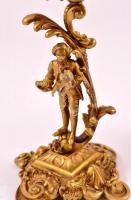 Neobarokk réz gyertyatartó párban. Férfi és női figurális díszítéssel 21 cm