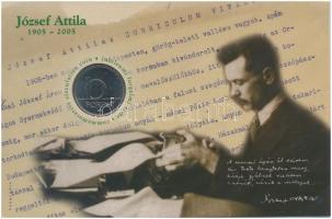 2005. 10Ft Cu-Ni "József Attila" sorszámozott emléklapon, bontatlan csomagolásban T:1