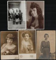 cca 1929-1940 Hölgyek, 5 db fotólap, 9×14 cm