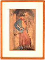 Bertalan Albert (1899-1957):  Divatos hölgy. Vegyes technika, papír (kopásokkal), jelzett, üvegezett...