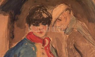 Bertalan Albert (1899-1957):  Divatos hölgy. Vegyes technika, papír (kopásokkal), jelzett, üvegezett...