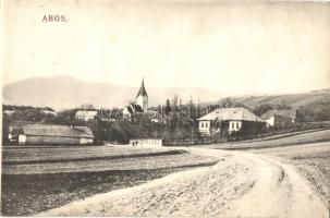 1913 Abos, Obisovce; látkép, templom. Kiadja Divald Károly fia / general view with church, villa