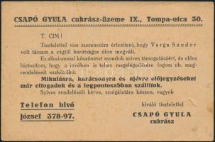 Édesipar reklámok (2 db csokireklám + Csapó Gyula cukrászüzemének levelezőlapja)