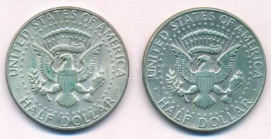 Amerikai Egyesült Államok 1966-1969D 1/2$ Ag "Kennedy" (2x) T:2 patina 
USA 1966-1969D 1/...