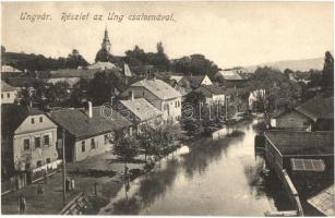 1915 Ungvár, Uzshorod, Uzhorod; Ung csatorna, utcakép. Kiadja Singer Laura / Uzh riverbank, street view