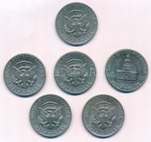 Amerikai Egyesült Államok 1971-1976. 1/2$ Cu-Ni "Kennedy" (6x) T:2 patina 
USA 1971-1976....