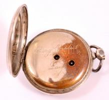 Ezüst (Ag.) Georg Wildner (Lauf)  másodpercmutatós kulcsos zsebóra, működik, jelzett, számlap és üve...