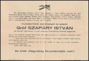 1932 gróf Szapáry István halálozási értesítője