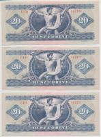 1975. 20Ft (3x) T:I-,II nyomdai papírránc