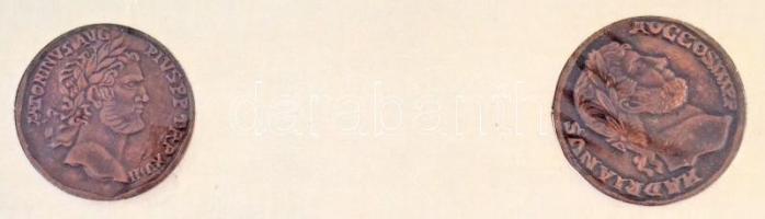 DN Hadrianus császár sestercius és Antonius Pius as érméjének modern, jelzett replikája, német nyelv...