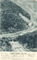 1905 Gyalár, Ghelari; hegyi sikló alsó rész, iparvasút, bányavasút, csillék. Kiadja Spörl Gusztáv / funicular, mine carts, industrial railway