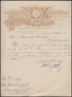 1894 Bp., A Hedrich & Strauss Királymalom fejléces levélpapírjára írt levél