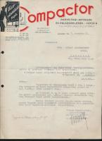 1939 Bp., Compactor Papíripari Anyagok és Felszerelések fejléces levélpapírjára írt levél
