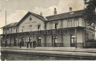 Karlóca, Karom, Sremski Karlovci; Vasútállomás, vasutasok / Bahnhof / railway station, railwaymen (EK)