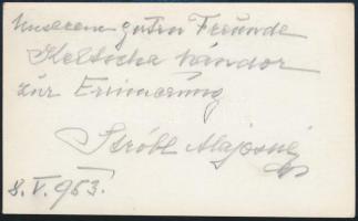 1955 kisfaludi Strobl Alajosné, Kratochwill Alojzia Lujza (1876-1964) saját kézzel írt sorai Stróbl ...