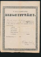 1882 Bp., Vallástani bizonyítvány