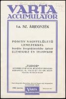 1932 Tudor Accumulator-Gyár Részvénytársaság árjegyzékei: Varta Accumulator 1 a. sz. árjegyzék, Deac fémakkumulatorok, 4 db