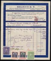 1928 Bp., Melocco Péter Cementárugyár és Építési Vállalat Rt. fejléces számlája okmánybélyegekkel