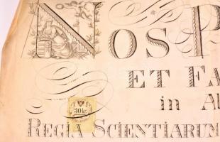 1857 Gyógyszerész oklevél Trajanovits Eduard részére, pergamen, latin nyelven, hiányos pecséttokkal,...