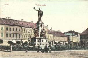 1913 Arad, Vértanú szobor, szappan és gyertyagyár, Damiel Lajos üzlete / martyrs statue, shops, soap and candle factory (EK)