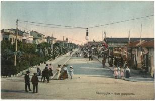 1913 Viareggio, Viale Margherita / street view, shops, flags