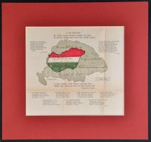 cca 1925 A Mi Hazánk irredenta nyomat a Himnusz soraival paszpartuban 24x22 cm