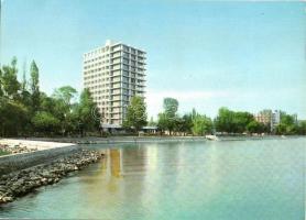 4 db MODERN balatoni városképes lap, Siófok, Balatonalmádi / 4 modern Hungarian town-view postcard f...