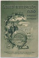 Cegléd. Ceglédi Bortermelők Első Pinceszövetkezete. Tagok szállítják a mustot! Kinyitható reklám képeslap belül borárjegyzékkel. Szerkeszti és kiadja: Kratochvilla Aurél igazgató / First Cooperative Cellar of the Cegléd Wine Producers. Folding card with wine price list inside