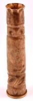 Emlék 1942 Donvidék feliratos, poncolt ágyúhüvelyből készült réz váza, m: 26,5 cm