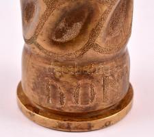 "Emlék 1942 Donvidék" feliratos, poncolt ágyúhüvelyből készült réz váza, m: 26,5 cm