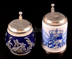 2 db ón fedeles mázas kerámia korsó, apró kopásokkal, jó állapotban, különböző méretben