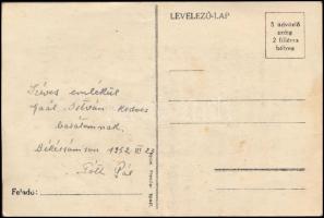 Tóth Pál zeneszerző saját kezű dedikálása nótáját bemutató kottás képeslapon