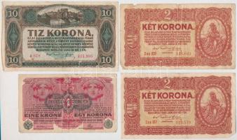 1916-1920. 10db-os vegyes magyar korona bankjegy tétel T:III,III-