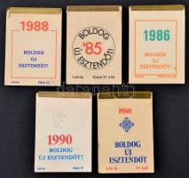 1980-1990 5 db kis naptár receptekkel 8x6 cm