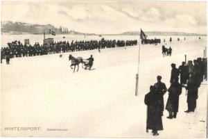 Wintersport, Gasselrennen, Pferdeschlitten / Téli sport, lovasszán verseny / winter sport, sledding, horse sled race. Reinhold Koppitz