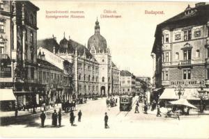 Budapest IX. Iparművészeti Múzeum, Üllői út, Valéria kávéház, villamos, üzletek