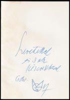 1984 Macskássy János (1910-1993) grafikus, reklámillusztrátor saját kézzel írt sorai kiállítási megh...