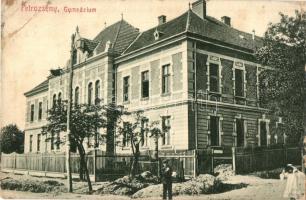 1915 Petrozsény, Petrosani; Gimnázium. W. L. Bp. 1685. / high school, street view (EB)